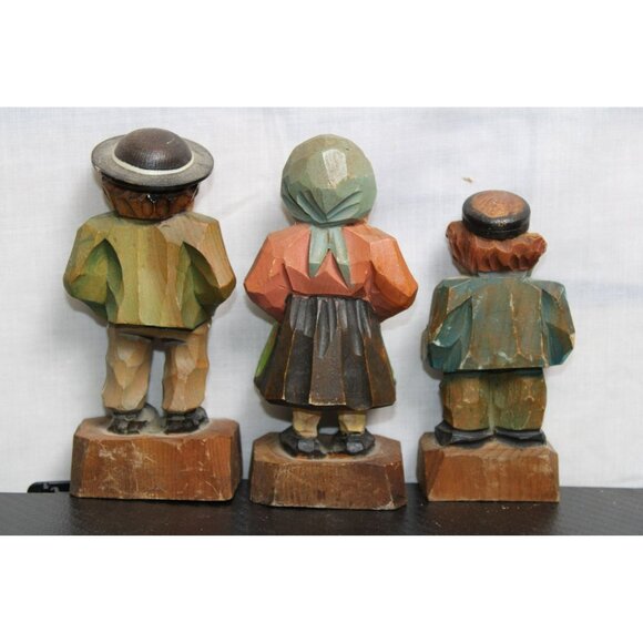 Three Swiss Wood Figurines with Unique Style Home Decor - Picture 3 of 5